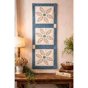 Vintage Floral Appliqué Quilt Wall Hanging 14 x 40 Inches